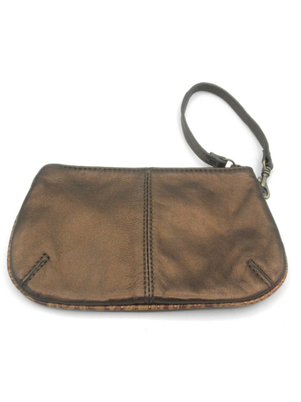 Sharif Pearlized Bronze Leather Wristlet Pouch Very Good Condition - Picture 3 of 14